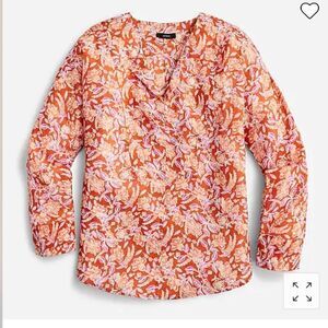 J Crew Ramie Tunic Top in Painted Block Print NWT